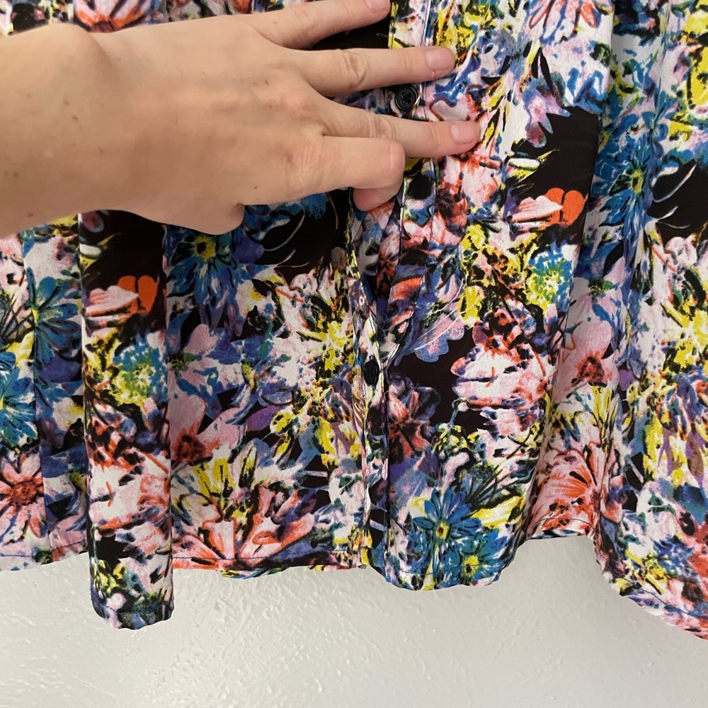 Band of Gypsies Floral Collared Button Up Shirt Dress - Picture 4 of 8